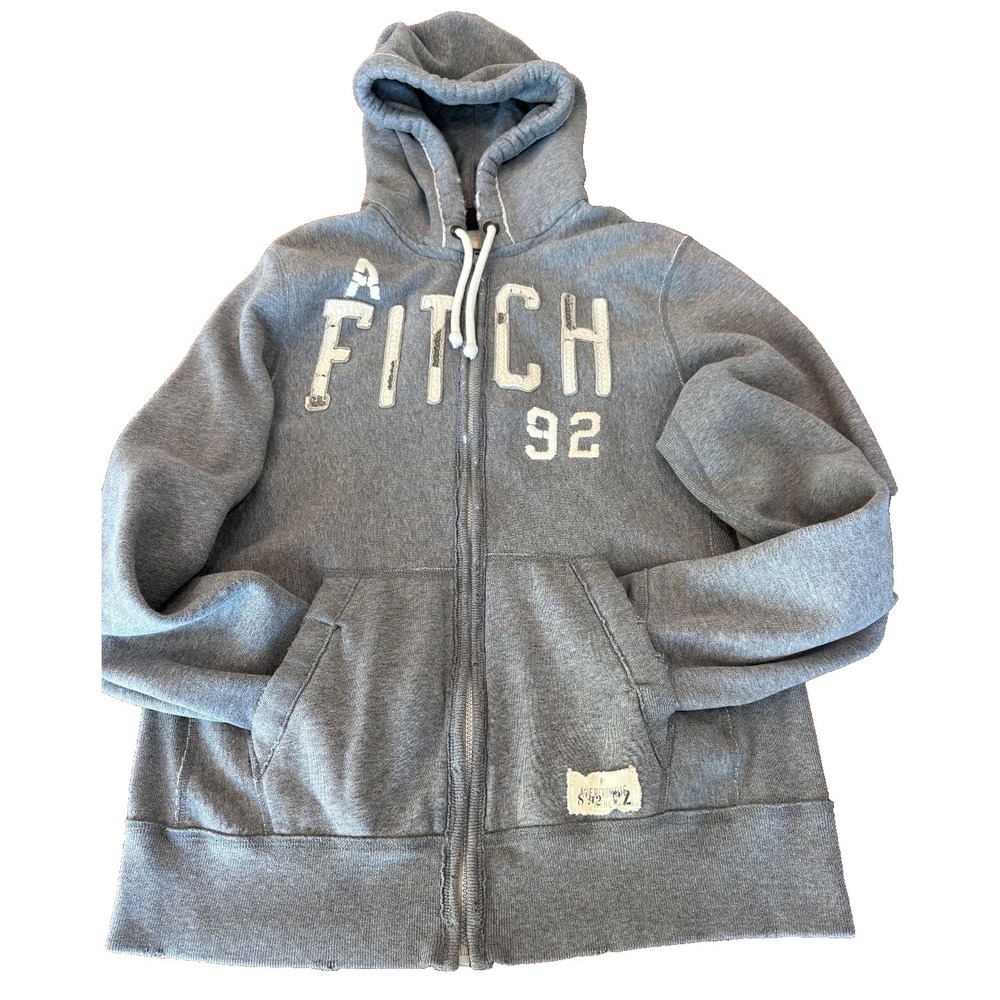 Vtg Abercrombie and Fitch 92 Gray full zip Hoodie mens' sz XXL like new cond'n
